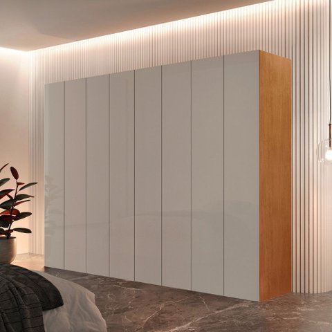 Guarda Roupa Casal Atacama Mdf 8 Portas e 12 Prateleiras Moderna Mobília