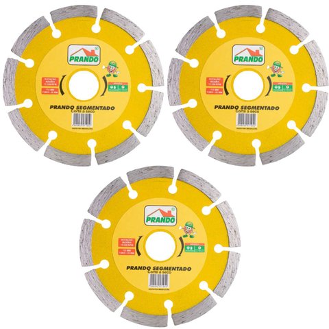 Kit 03 Discos Prando Segmentado 110 MM X 20 MM Mármore