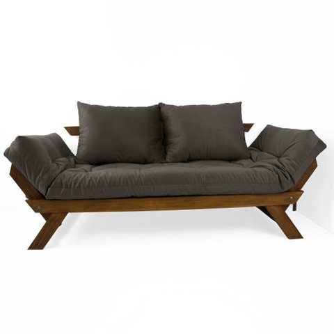 Sofá Japão Futon Sarja Impermeável Chumbo Madeira Imbuia