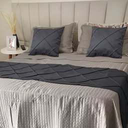 Peseira Drapeada Dupla Face em Veludo Cama King Cor:cinza Chumbo - 1