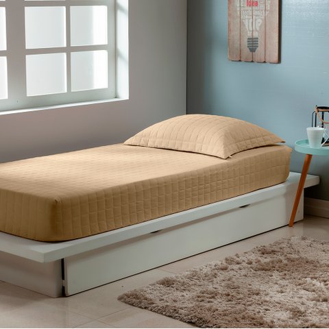 Colcha Solteiro Slip 200 Fios 100% Algodão Zapt Zum 02 Peças - Bege