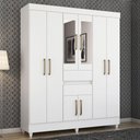 Ver imagem 2 de Kit Guarda Roupa Casal com Espelho 8 Portas Munique Cômoda Astral - Branco
