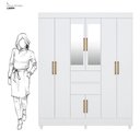 Ver mais imagens de Kit Guarda Roupa Casal com Espelho 8 Portas Munique Cômoda Astral - Branco