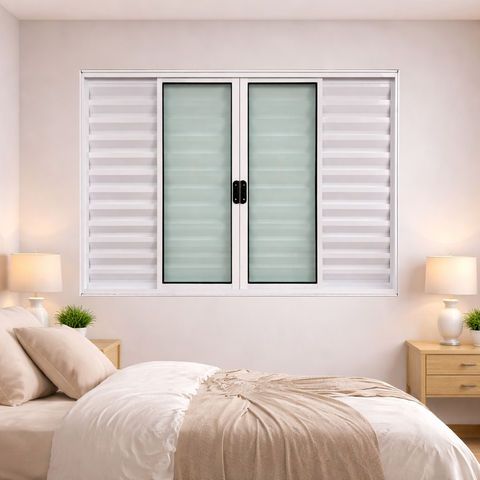 Janela Veneziana 6 Folhas Alumínio Branco 100x200 Linha Esmeralda