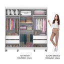 Ver imagem 5 de Guarda-roupa Casal Madesa Napoli 3 Portas de Correr Central com Espelho com Pés - Branco