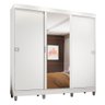 Guarda-roupa Casal Madesa Napoli 3 Portas de Correr Central com Espelho com Pés - Branco - 3
