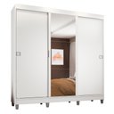 Ver imagem 3 de Guarda-roupa Casal Madesa Napoli 3 Portas de Correr Central com Espelho com Pés - Branco