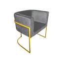 Ver imagem 2 de Kit 6 Cadeiras de Jantar Premium Base de Ferro Dourada Veludo Cinza