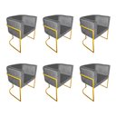 Ver imagem 1 de Kit 6 Cadeiras de Jantar Premium Base de Ferro Dourada Veludo Cinza