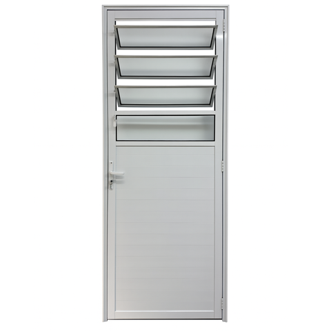 Porta de Aluminio Basculante Lambril Branco Linha 25 - 210x100 Esquerda