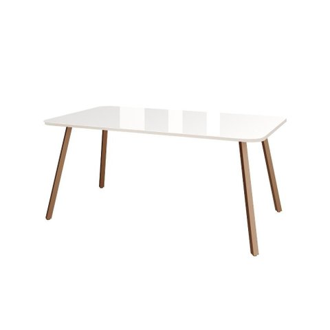 Mesa de Jantar 6 Lugares Retangular 1,59m 1601 Carraro Off White com Gelo