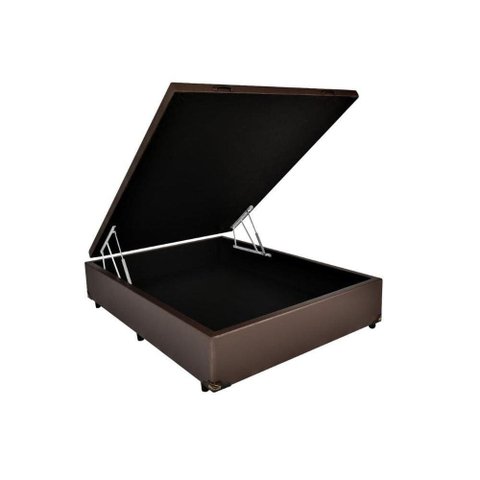 Cama Box Baú Casal Sintético Marrom 138x188