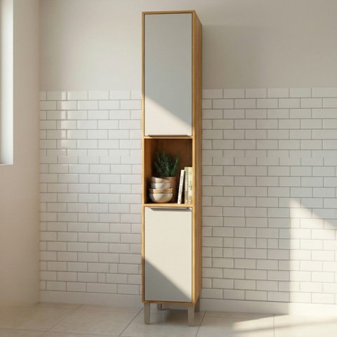 Torre Nicho 2 Portas 37 cm Brilhante Celeste Bege/Cinamomo/Offwhite
