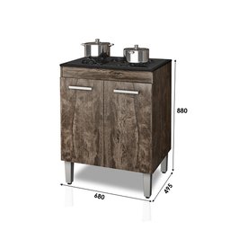 Balcão de Cozinha para Cooktop 5 Bocas com 2 Portas Nauru - Castanho - 2