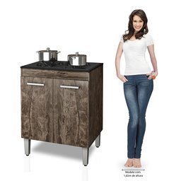Balcão de Cozinha para Cooktop 5 Bocas com 2 Portas Nauru - Castanho - 4