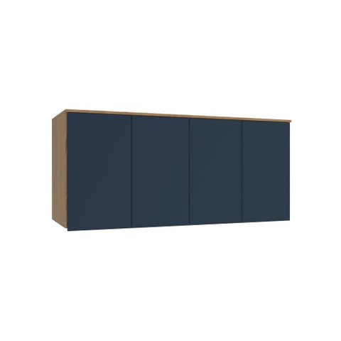 Armário Aéreo 4 Portas Kappesberg Adapt Nogueira/azul Profundo 155cm