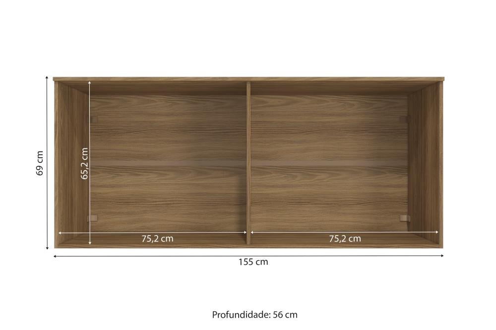 Armário Aéreo 4 Portas Kappesberg Adapt Nogueira/azul Profundo 155cm - 3