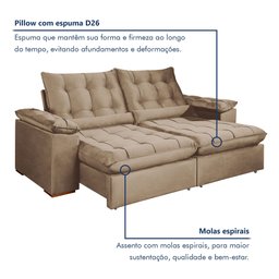 Sofá Retrátil e Reclinável 2 Lugares 200cm Dubai - 6