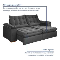 Sofá Retrátil e Reclinável 2 Lugares 200cm Dubai - 6
