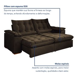 Sofá Retrátil e Reclinável 2 Lugares 200cm Dubai - 6