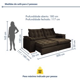 Sofá Retrátil e Reclinável 2 Lugares 200cm Dubai - 8