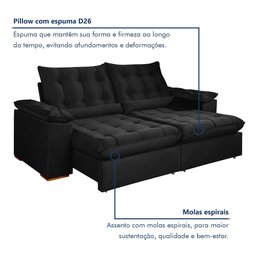 Sofá Retrátil e Reclinável 2 Lugares 200cm Dubai - 6