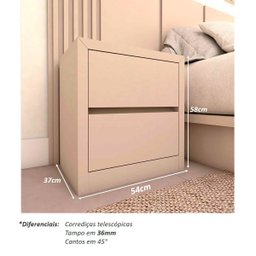 Cama Casal 2 Mesas C/ 2 Gavetas e Cabeceira sob Medida Mdf Cor:titânio - 6