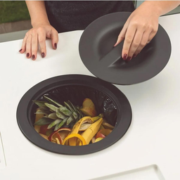 Lixeira Embutir Redonda Para Pia Cozinha 8 Lt Preta Metasul - 3