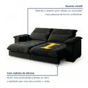 Ver imagem 4 de Sofá Retrátil e Reclinável 4 Lugares Veludo Italia 250cm Preto