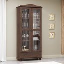 Ver imagem 1 de Cristaleira Madeira Maciça Vidro Liso 2 Portas Garnet Café - G74 - Gran Belo