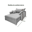 Ver imagem 2 de Poltrona Sofá-cama Valence Premium 110cm Softgel D33 - Linho Cinza Claro