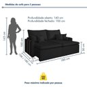 Ver imagem 3 de Sofá Retrátil 2 Lugares Veludo Chicago 180cm Preto
