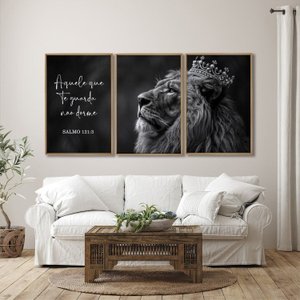 Quadro Decorativo Religioso Nunca Foi Sorte Sempre Foi Deus 3 Telas 60x90 para Sala Hall