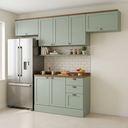 Ver imagem 1 de Cozinha Compacta Modulada 4 Peças 100% MDF 3 Armários Aéreos e Balcão com Tampo Iluminata Verde Mint