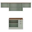 Ver imagem 4 de Cozinha Compacta Modulada 4 Peças 100% MDF 3 Armários Aéreos e Balcão com Tampo Iluminata Verde Mint