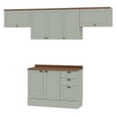 Ver imagem 2 de Cozinha Compacta Modulada 4 Peças 100% MDF 3 Armários Aéreos e Balcão com Tampo Iluminata Verde Mint