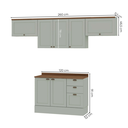 Ver imagem 3 de Cozinha Compacta Modulada 4 Peças 100% MDF 3 Armários Aéreos e Balcão com Tampo Iluminata Verde Mint