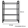 Sapateira Porta Sapato com 4 Prateleiras Desmontável Preta de Plástico e Metal - 2