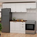 Ver imagem 1 de Cozinha Modulada 4 Peças 1 Balcão com Tampo 2 Aéreos 100% MDF Bege/Branco Fosco