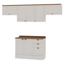 Ver imagem 3 de Cozinha Modulada 4 Peças 1 Balcão com Tampo 2 Aéreos 100% MDF Bege/Branco Fosco