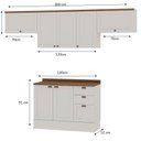 Ver imagem 4 de Cozinha Modulada 4 Peças 1 Balcão com Tampo 2 Aéreos 100% MDF Bege/Branco Fosco