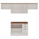 Ver imagem 2 de Cozinha Modulada 4 Peças 1 Balcão com Tampo 2 Aéreos 100% MDF Bege/Branco Fosco