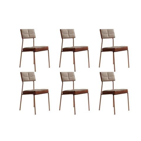 Cadeira Sala de Jantar Neo 1740 Kit 6 Uni Rose/linho Areia/courano Caramelo - Carraro