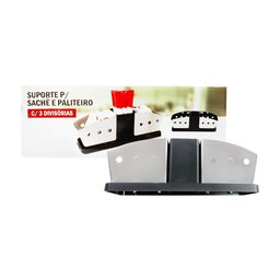 Porta Sachês de Inox com Suporte para Palitos de Dente para Açúcar, Sal, Ketchup - 1