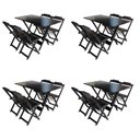 Ver imagem 1 de Kit 4 Conjuntos De Mesa Com 4 Cadeiras De Madeira Dobravel 120X70 Tabaco - Marrom