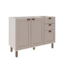Ver mais imagens de Cozinha Modulada 4 Peças 1 Balcão com Tampo 2 Aéreos 100% MDF Cinza/Branco/Fendi