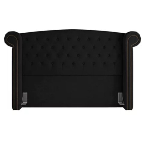 Cabeceira Estofada Box Queen Valência 1,60 Cm - 944 - Veludo Preto