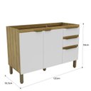 Ver imagem 3 de Armário Balcão de Cozinha 120cm com 2 Portas e 3 Gavetas 2306 Yescasa Marrom/Mel/Branco