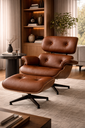 Ver imagem 1 de Poltrona Charles Eames com Puff - Couro Marrom Telha 215 - Freijó