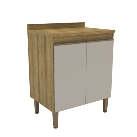 Balcão de Cozinha 2 Portas com Tampo 25mm 70cm 2408 Yescasa Marrom/Mel/Arenas